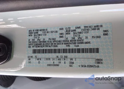 2023 Ford F-150 Xl z USA, uszkodzony, nr VIN 1FTEW1EP7PFA71526